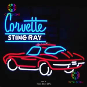 New Chevrolet Corvette STING RAY Car Garage Real Glass Neon Sign Beer Bar Light - Picture 1 of 3