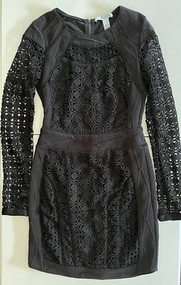 Женское маленькое черное платье-футляр с длинным рукавом Charlie Jade с геометрической сеткой - Изображение 1 из 4