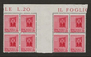 Italy Socialist Republic 1944 20c Gutter Block on Margin - MNH - Picture 1 of 1