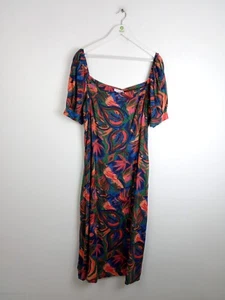 Finery Linen-Viscose Women's Tropical Print Daisy Dress Green Mix Size20 NWOT F2 - Picture 1 of 10
