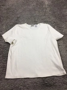 Villager Sport Shirt Woman Size 2 White Short Sleeve Cotton Liz Claiborne - Picture 1 of 11