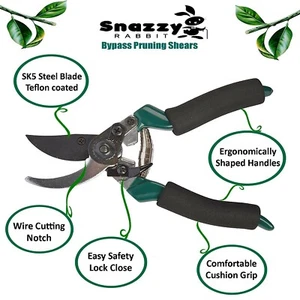 Premium Bypass Pruning Shears Professional Hand-Tree Pruners Garden Clippers - Picture 1 of 8