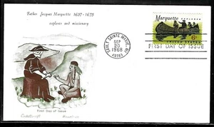 1356 6c Stamp (1968) FATHER MARQUETTE FDC By Cachet Craft Cachets    - Picture 1 of 1