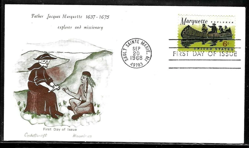 1356 6c Stamp (1968) FATHER MARQUETTE FDC By Cachet Craft Cachets    - Image 1 of 1