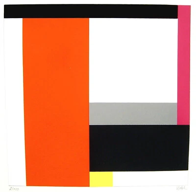 Walter Dexel 1890 München / Komposition mit rotem Balken / Serigraphie, signiert - Bild 1 von 4