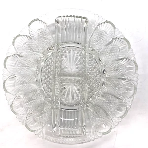 Vintage Indiana Glas Teufel Eierteller mit Relish Abschnitt Selten Schuhnagel 3,5 Pfund - Bild 1 von 10