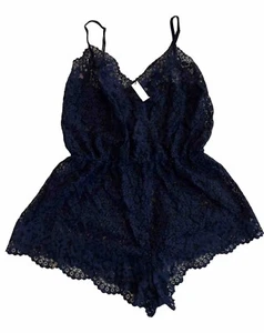 Neu mit Etikett Victoria Secret Spitzen-Teddy chamise Größe S/P marineblau elastischer Bund verstellbar Riemen - Bild 1 von 7