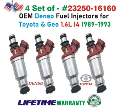 Inyectores de combustible Denso x4 OEM para Toyota Corolla Celica y Geo Prizm 1989-1993 1,6 L Foto 1 de 4