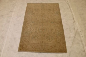 Alfombra de lana oriental afgana anudada a mano Oushak turcomana de 2'7" x 4'0" pies - Imagen 1 de 7