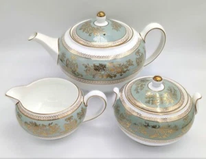 Tetera y azucarera y crema Wedgwood Columbia verde salvia sello trasero negro R4409 - Imagen 1 de 20