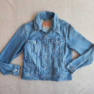 Levis Trucker Blue Jeans Jeansjacke Damen Größe Large Patte Fronttaschen Kragen - Bild 1 von 11