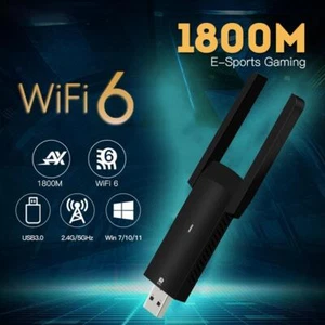 FU-AX1800 Dual Band 1800Mbps WiFi 6 Adapter 2.4G/5G PC USB3.0 Network Card ~ - Photo 1/7