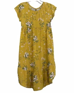 Old Navy Girl's Floral Dress Size XL Yellow Short Sleeves Round Neck Spring - Picture 1 of 11