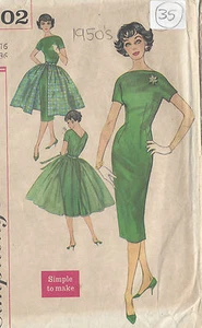 1950s Vintage Sewing Pattern DRESS B36" (35) - Picture 1 of 1