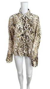 Camicetta Worth NY donna M leopardata stampa animalier manica lunga polsino francese con bottoni - Foto 1 di 14