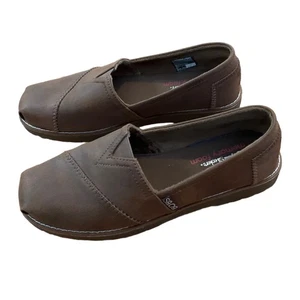 Bobs By Skechers Brown Memory Foam Rubber Sole Slip-On Shoes Size 7.5 - Picture 1 of 6