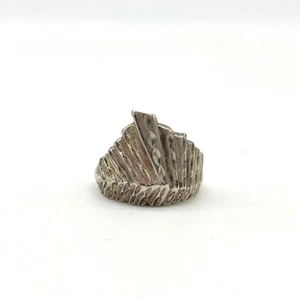 Vintage Sterling Silver Brutalist Style Statement Ring Unique Design - Picture 1 of 8
