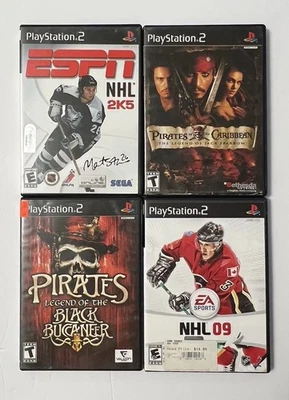 Sony PS2 Games Lot 4 ESPN NHL 2K5 NHL 09 Pirates Caribbean Black Buccaneer CIB - Image 1 of 4
