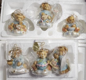 2000-01 SET 6 BRADFORD EXCHANGE GESCHÄTZTE TEDDIES ENGEL ORNAMENTE NEU IN BOXEN - Bild 1 von 7