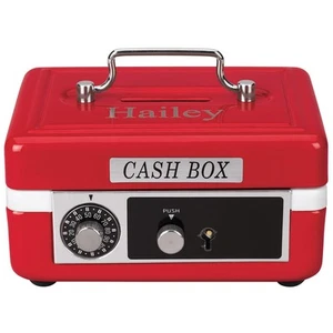 Children’s Cash Box Metal Piggy Bank Lockbox with Coin Slot Red - Picture 1 of 4