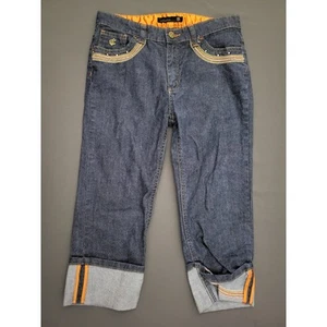 Rocawear Jeans Youth Girls Size 6 Capri Cuffed Mid Rise Medium Blue Denim - Picture 1 of 15