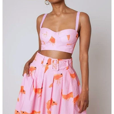 Sujetador Rachel Antonoff Karen Top Corto Bustier Rosa Camarón Langostino Estampado Animal 2 Foto 1 de 4