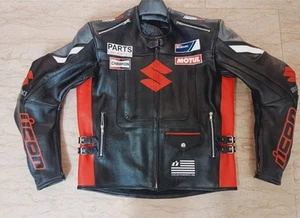 Suzuki Icon Motorcycle Leather Riding Jacket Motorbike Racing Biker Jackets - Bild 1 von 4