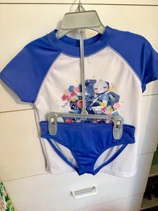 Gymboree Girls’ Rash Guard Swim Set Blue And White Multi Print NWT Size 5-6 UPF - Picture 1 of 3