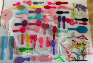 Lot 70+ Vintage Barbie Doll Hair Brush Comb Hanger Accessories Mattel + Others - Picture 1 of 16