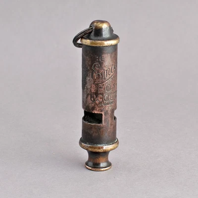 Antique EMCA Brass & Steel BOY SCOUT WHISTLE with HANGING RING Vintage - Image 1 of 4