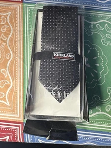 KIRKLAND SIGNATURE Men's Made in ITALY Handcrafted Tie Black NIB - Picture 1 of 8