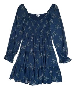 Patrons of Peace Dress Women XS Blue Floral Smocked Cottagecore Sundress Peasant - Picture 1 of 9