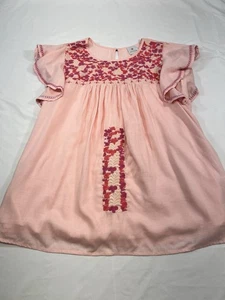 J.Marie Vintage Inspired Pink Embroidered Flutter Sleeve Peasant Tunic Top M - Picture 1 of 8