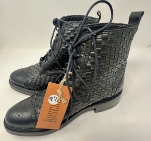 Nuscaa Men’s Size 9.5 Black Woven Oxford High top Dress Shoes - Picture 1 of 8