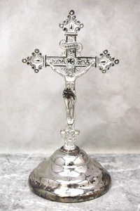 Antikes Altarkreuz aus einem Krankenruf-Set, 10" ht.  (CU724) Kelch Co. - Bild 1 von 9