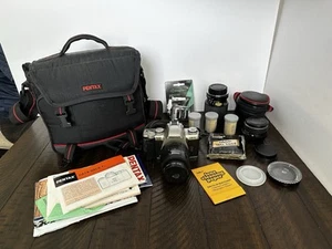 Pentax ZX-5 35mm film SLR camera BUNDLE w/3 Lens, Filters, Case and Film - Picture 1 of 24