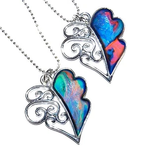 PRETTY LEAF MOTIF FILIGREE MOOD PENDANT NECKLACE Changes Color #I1 FAST SHIPPING - Picture 1 of 1
