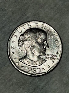 1980 Susan B Anthony Mint D Liberty One Dollar Coin Wide Rim - Picture 1 of 4