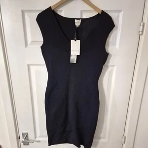 Reiss Dress UK 12 Blue Navy Bodycon Knitted Stretch Sleeveless *BNWT* - Picture 1 of 12