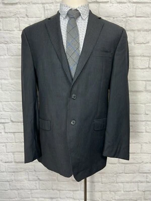 Blazer Abrigo Deportivo CALVIN KLEIN Para Hombre Rayas Negras y Azules 100% Lana 42R Foto 1 de 4
