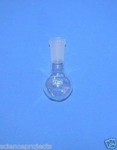 ROUND BOTTOM BOILING FLASK 50mL 24/40 JOINT Organic Chemistry LAB NEW - Picture 1 of 1