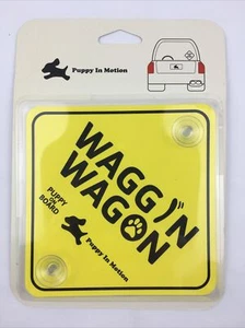 Waggin Wagon Plastic Car Sign With Suction Cups Puppy On Board NEW - Picture 1 of 7