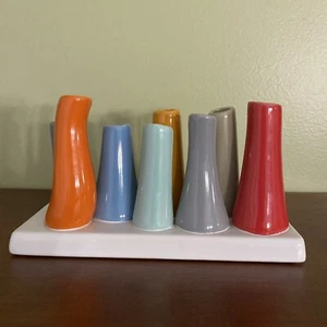 Chive Pooley 2, Ceramic Flower Vase, 8-Tube Shape Red Orange Blue Grey  - Picture 1 of 11
