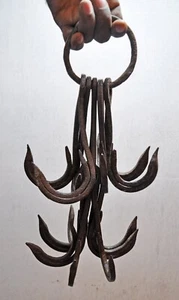 Original alte antike handgefertigte feine Eisen große Landwirtschaft Brunnen Eimer Haken - Bild 1 von 4