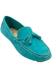 Earth Origins Leather Driving Moccasins Monarch Teal - Picture 1 of 3