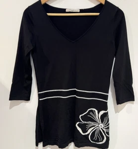 Vertigo Paris Damen Seidenmischung Pullover schwarz bestickt Blumen 3/4 Arm Gr. S - Bild 1 von 23