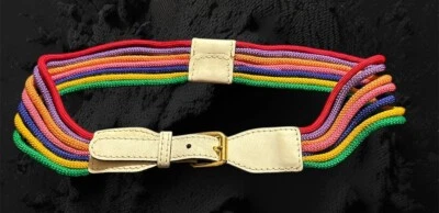 Cinturón Anne Klein Para Calderón Arco Iris Colorido Cuero De Colección Años 80 Talla M Foto 1 de 4