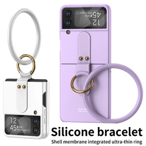 For Samsung Galaxy Z Flip 4 3 5G Luxury Slim Matte Ring Holder Case + Bracelet - Picture 1 of 18