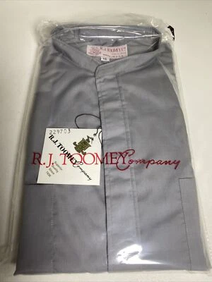 RJ Toomey Short Sleeve Clerical Neckband Shirt Size 16 Gray NEW