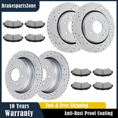Front and Rear Brake Rotors Pads for Ford F-150 6 Lug 2010-2011 Slotted Drilled - Image 1 of 4